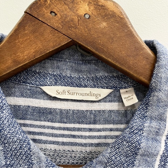 Soft Surroundings Striped Button Down Tunic Top Linen Cotton Blend Size Large - Picture 8 of 9